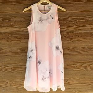 Calvin Klein Light Pink White Floral Dress Size 4